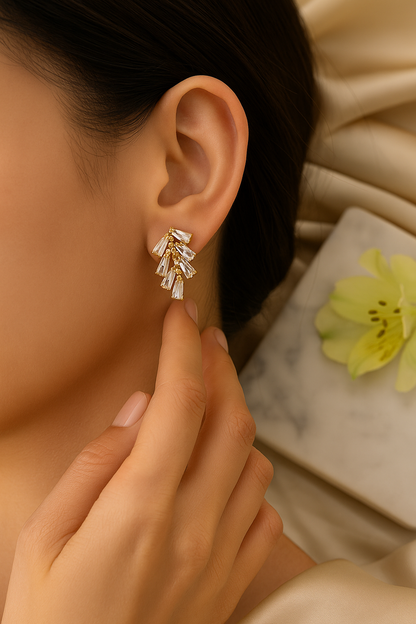 Low Leaf Embellished Earrings