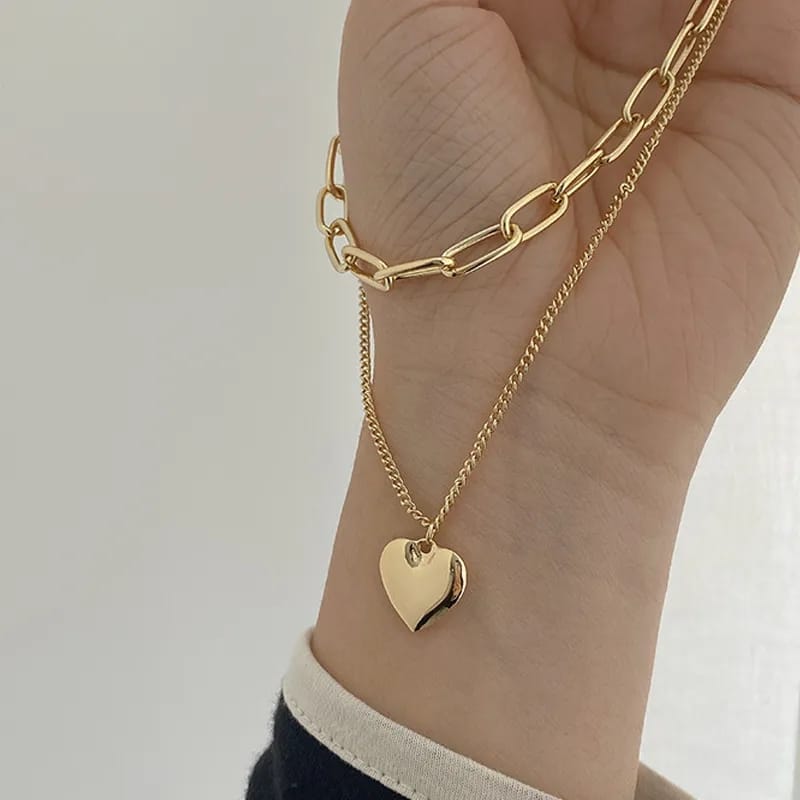 Cubin Chain Layered Heart Neckpiece