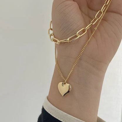 Cubin Chain Layered Heart Neckpiece