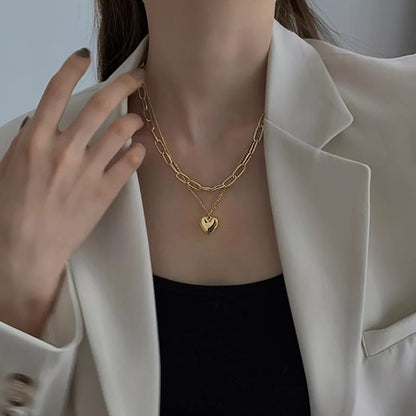 Cubin Chain Layered Heart Neckpiece