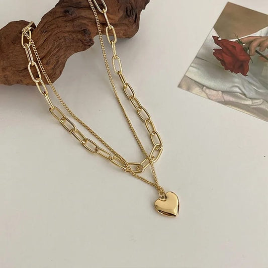 Cubin Chain Layered Heart Neckpiece