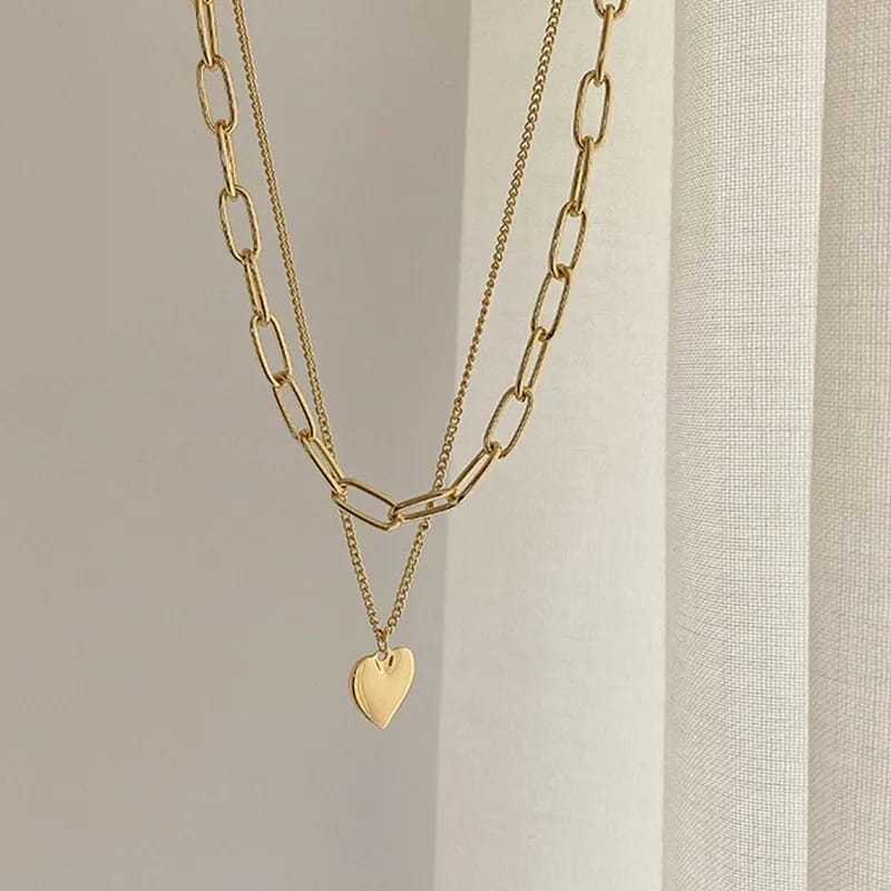 Cubin Chain Layered Heart Neckpiece