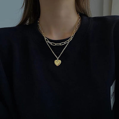 Cubin Chain Layered Heart Neckpiece
