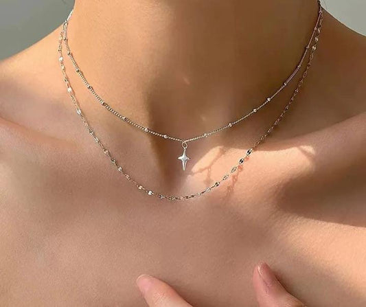 Cross Locket Double Chain Neckpiece