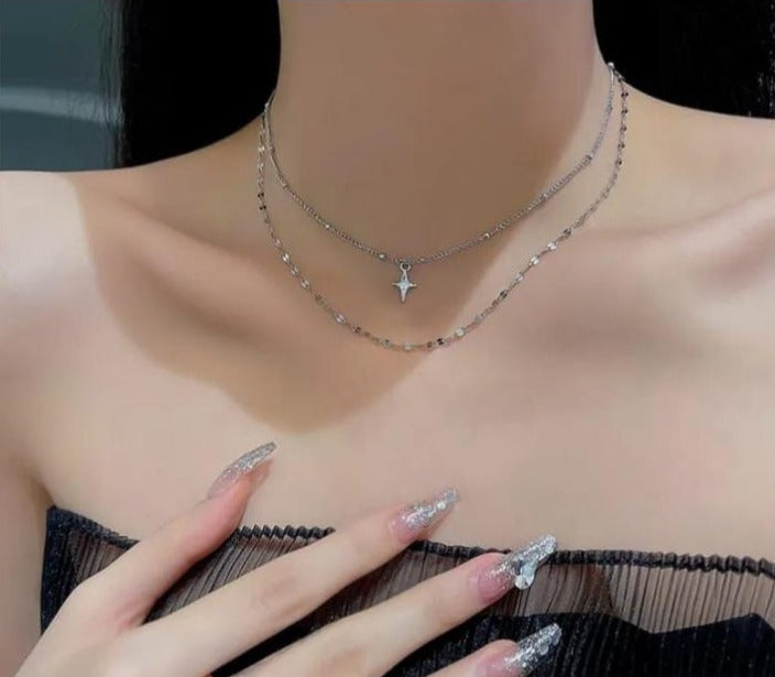 Cross Locket Double Chain Neckpiece