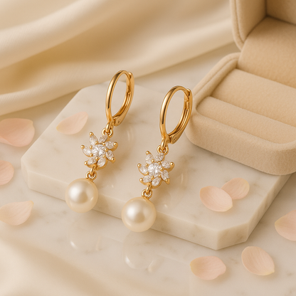 Flower Pearl Anti Tarnish Earrings