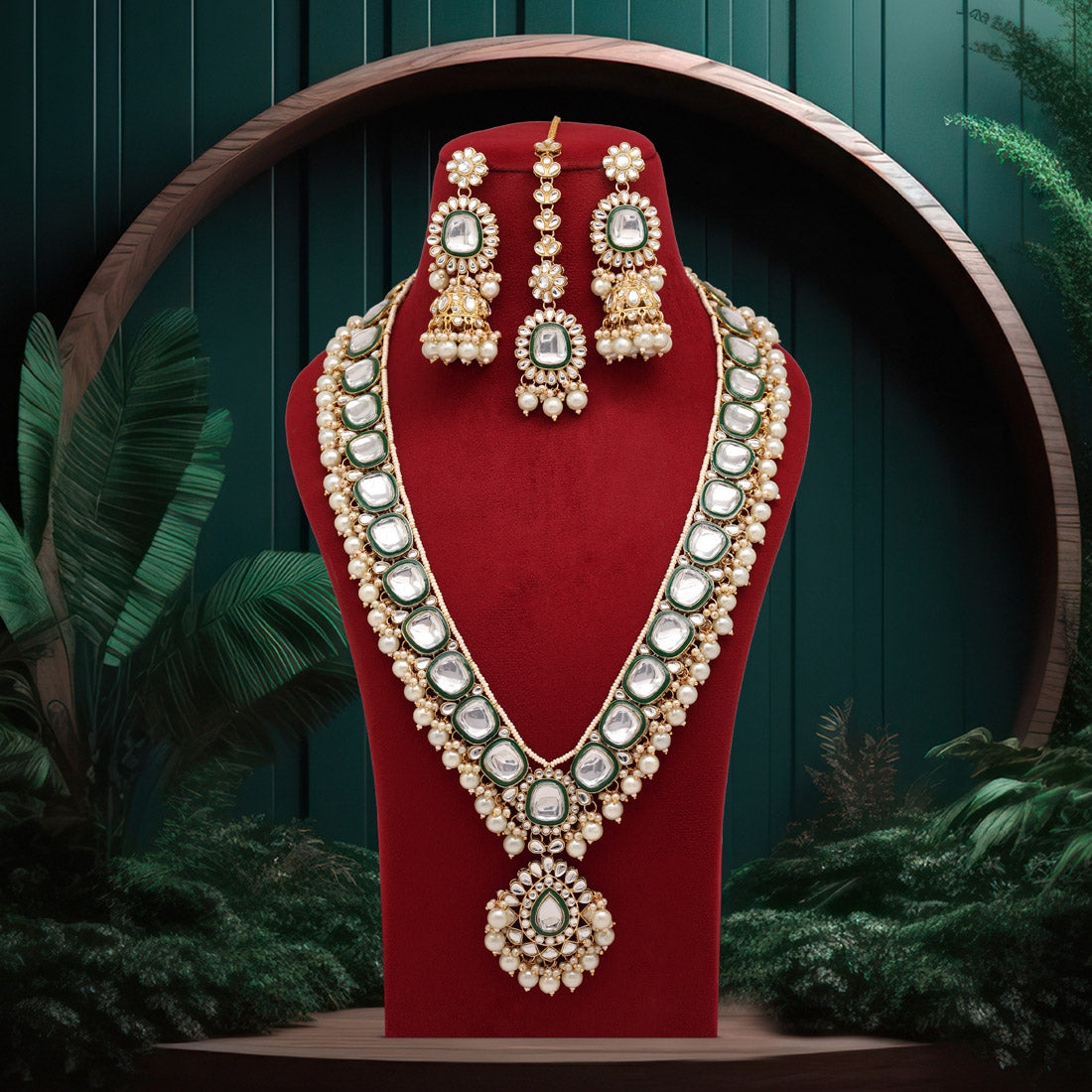 Aarah Long Statement Kundan Necklace Set