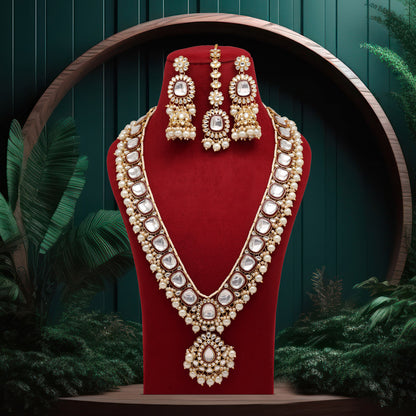 Aarah Long Statement Kundan Necklace Set