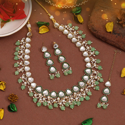 Jivaah Long Statement Kundan Necklace Set