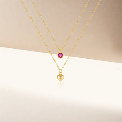 Heart of Diamond Ruby Necklace ( S925 Sterling Silver )