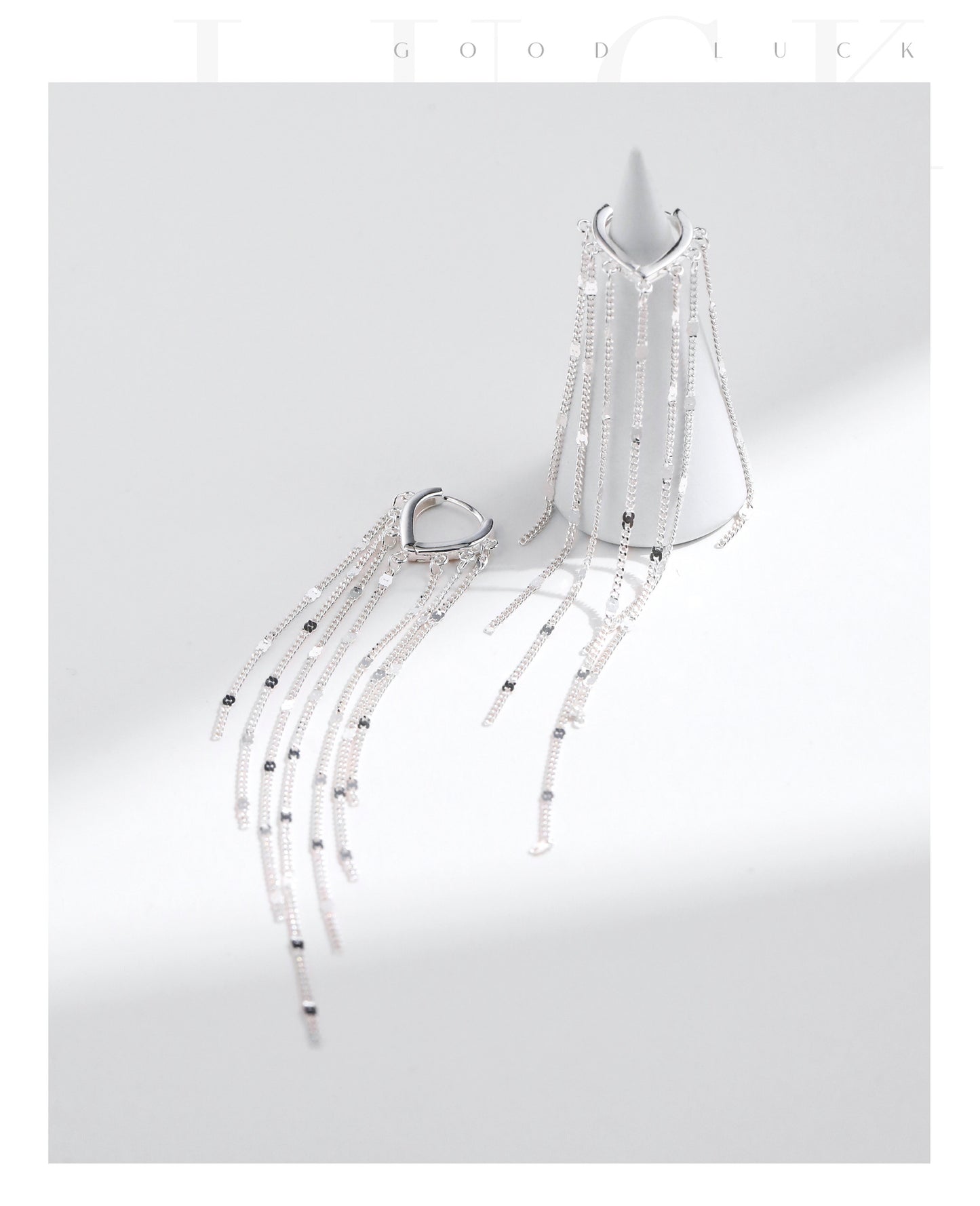 Long Tassel Hoop 925 Sterling Silver Earrings