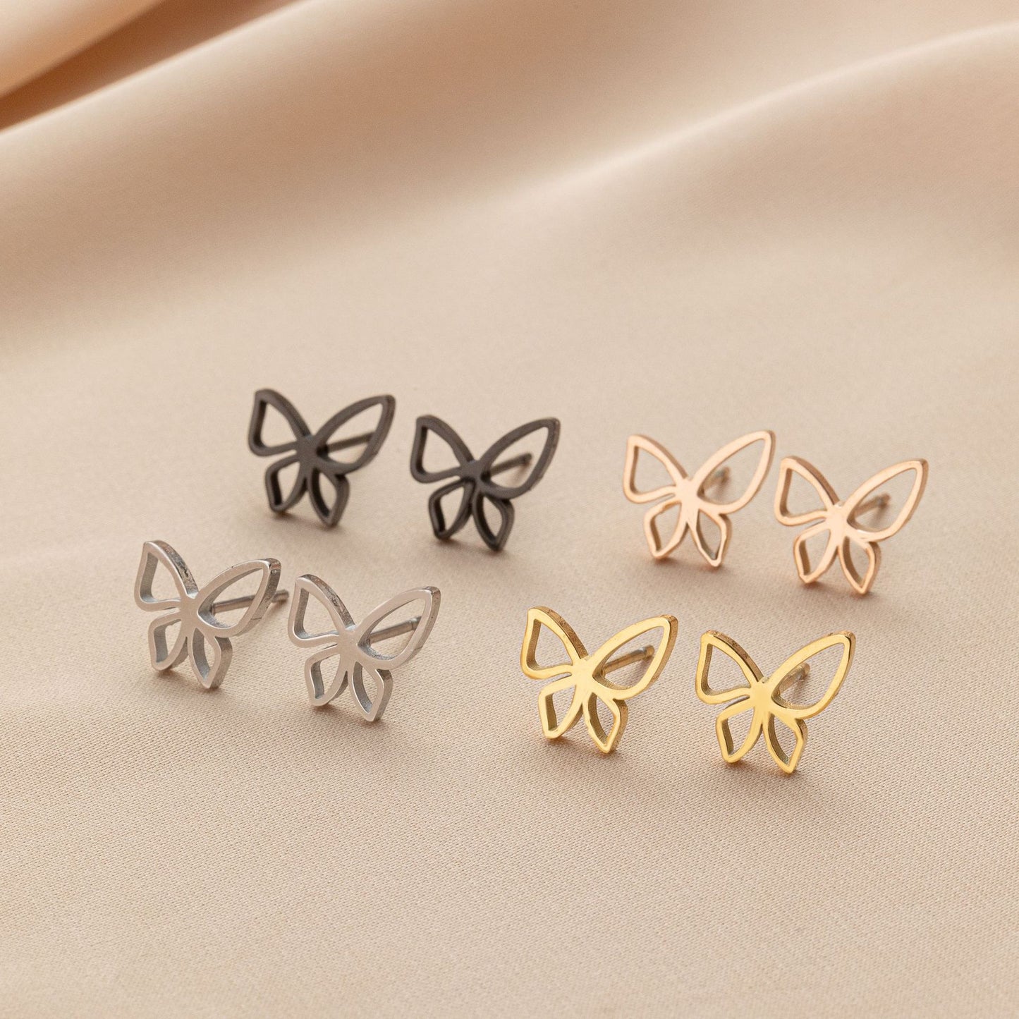 Tiny Butterfly Kiss Stud Earrings