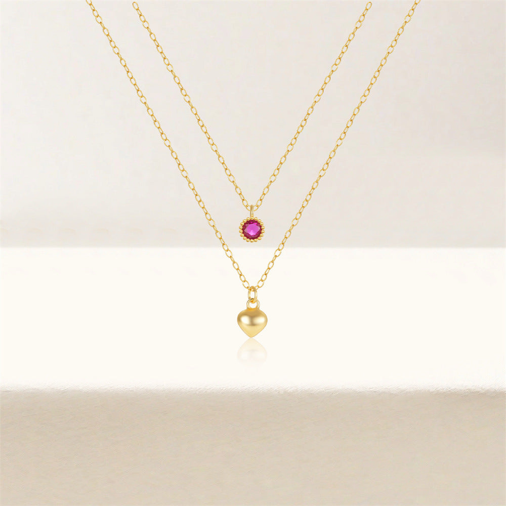 Heart of Diamond Ruby Necklace ( S925 Sterling Silver )