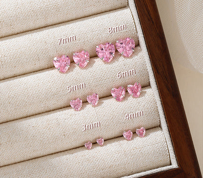 Pink Heart 925 Sterling Silver Earrings