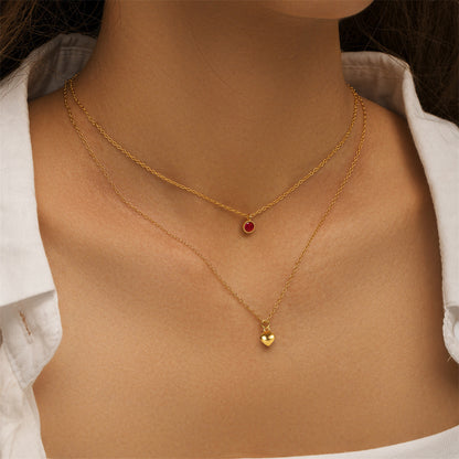 Heart of Diamond Ruby Necklace ( S925 Sterling Silver )