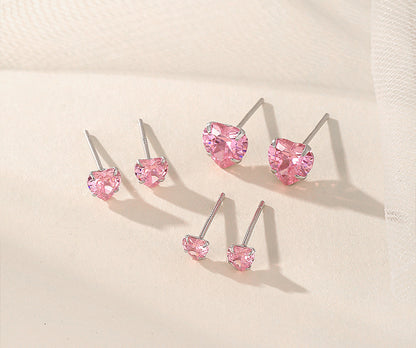 Pink Heart 925 Sterling Silver Earrings