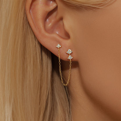 Diamond Geometric 925 Sterling Silver Earrings
