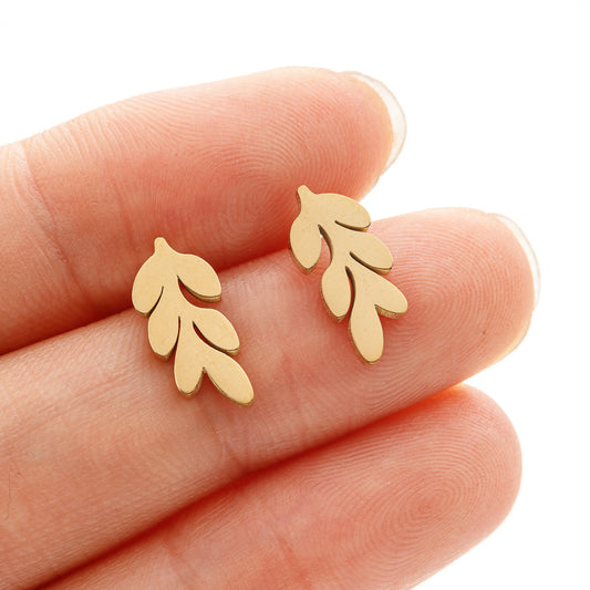 Golden Harvest Leaf Stud Earrings