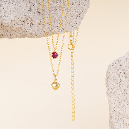 Heart of Diamond Ruby Necklace ( S925 Sterling Silver )