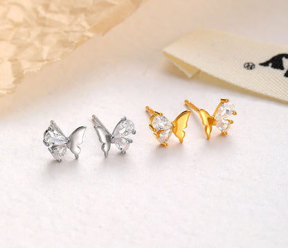 Butterfly Diamond 925 Sterling Silver Earrings