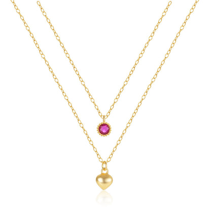 Heart of Diamond Ruby Necklace ( S925 Sterling Silver )