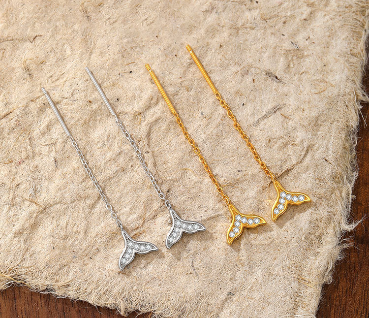 Fishtail Diamond 925 Sterling Silver Earrings