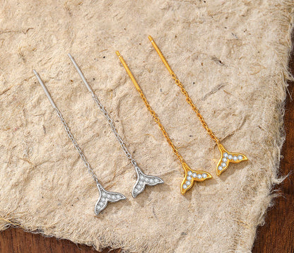 Fishtail Diamond 925 Sterling Silver Earrings