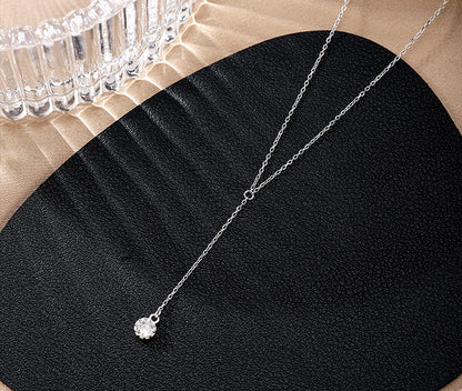 Diamond Y Shape S925 Sterling Silver Necklace
