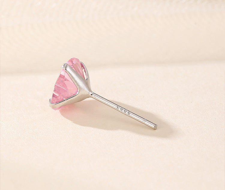 Pink Heart 925 Sterling Silver Earrings