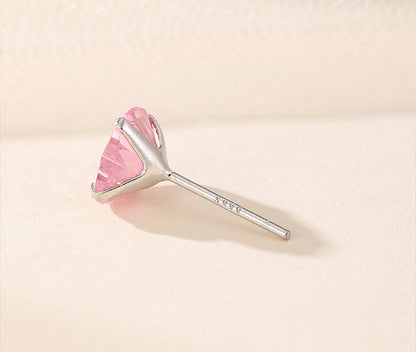 Pink Heart 925 Sterling Silver Earrings