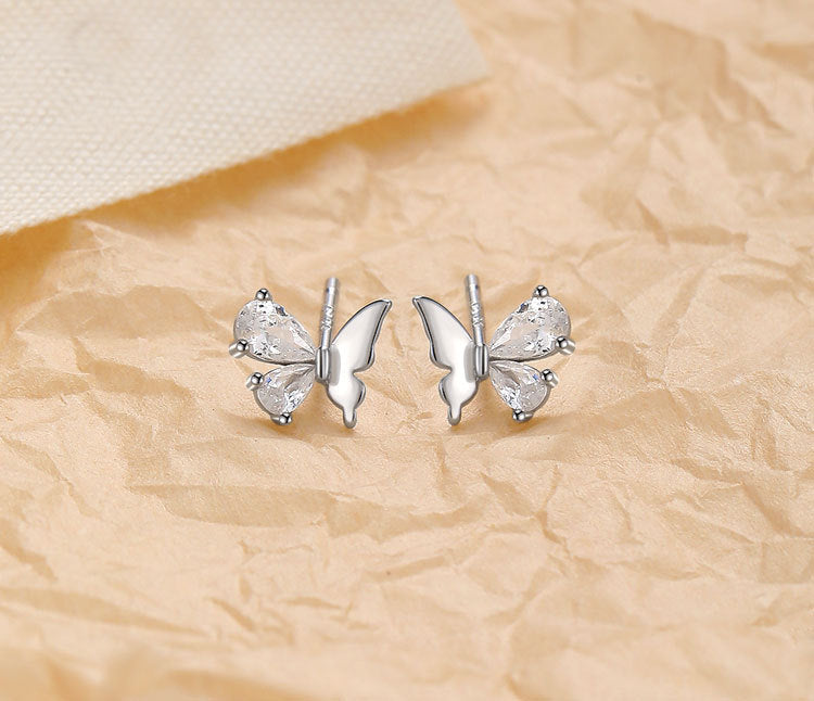 Butterfly Diamond 925 Sterling Silver Earrings