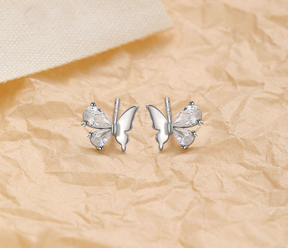 Butterfly Diamond 925 Sterling Silver Earrings