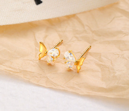 Butterfly Diamond 925 Sterling Silver Earrings