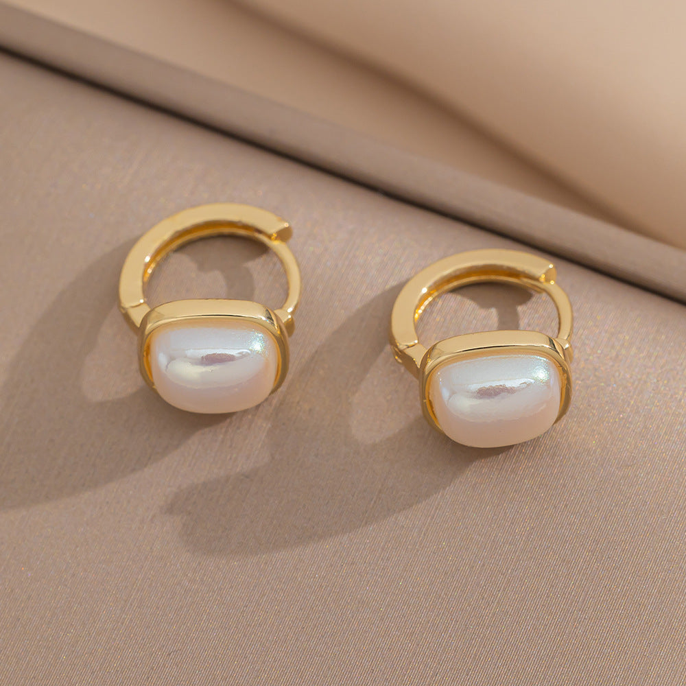 Pearl Square Hoop Necklace Set