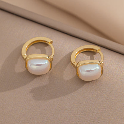 Pearl Square Hoop Necklace Set