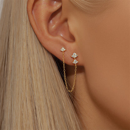 Diamond Geometric 925 Sterling Silver Earrings
