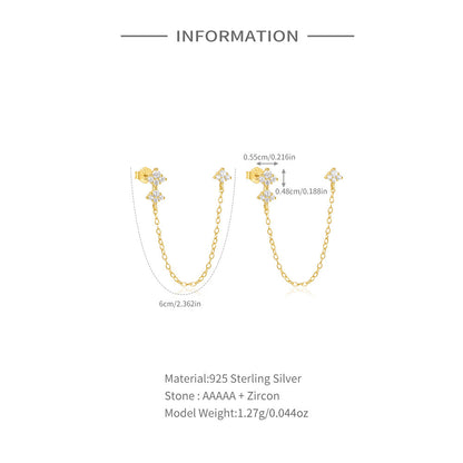 Diamond Geometric 925 Sterling Silver Earrings