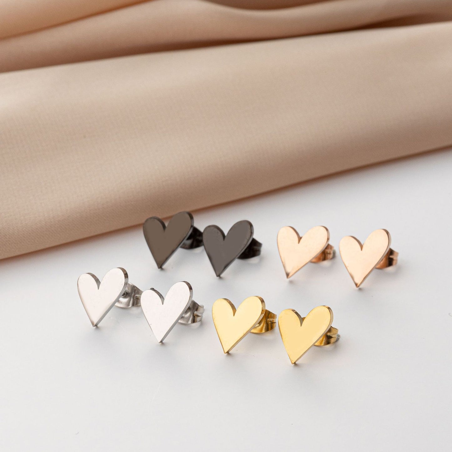 Cupid’s Heart Stud Earrings