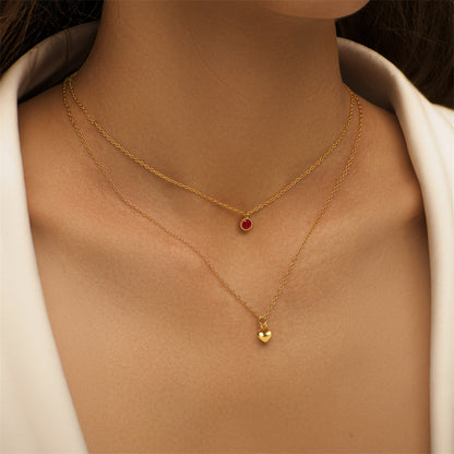 Heart of Diamond Ruby Necklace ( S925 Sterling Silver )