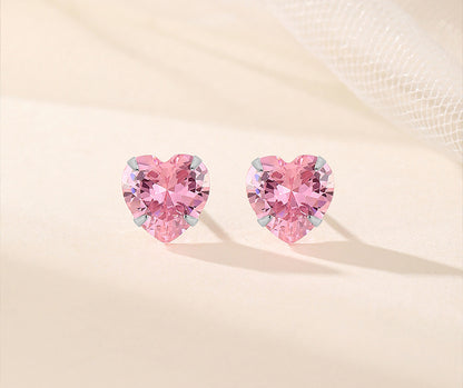 Pink Heart 925 Sterling Silver Earrings