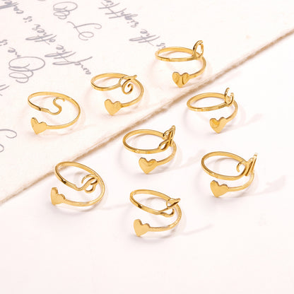 Heart 26 Letter Alphabet Open Ring