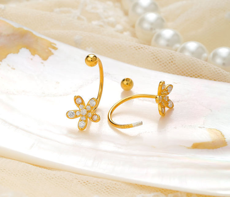 Diamond Flower 925 Sterling Silver Earrings