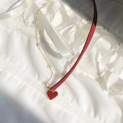 Pearl Heart Choker Neckpiece