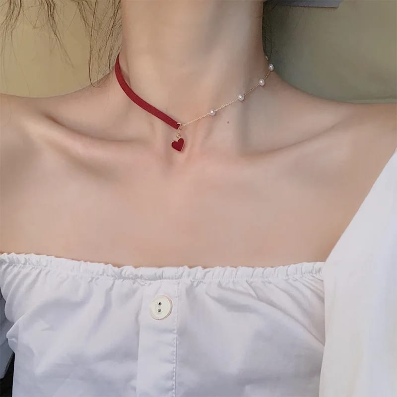 Pearl Heart Choker Neckpiece