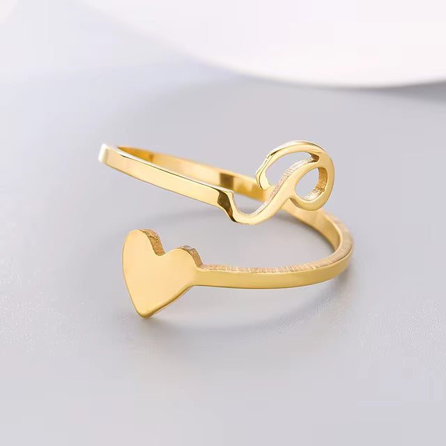 Heart 26 Letter Alphabet Open Ring