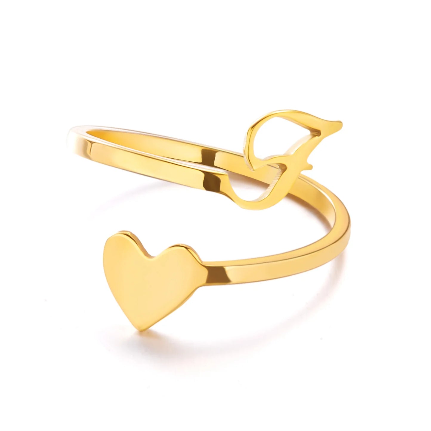 Heart 26 Letter Alphabet Open Ring
