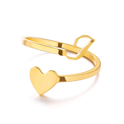 Heart 26 Letter Alphabet Open Ring