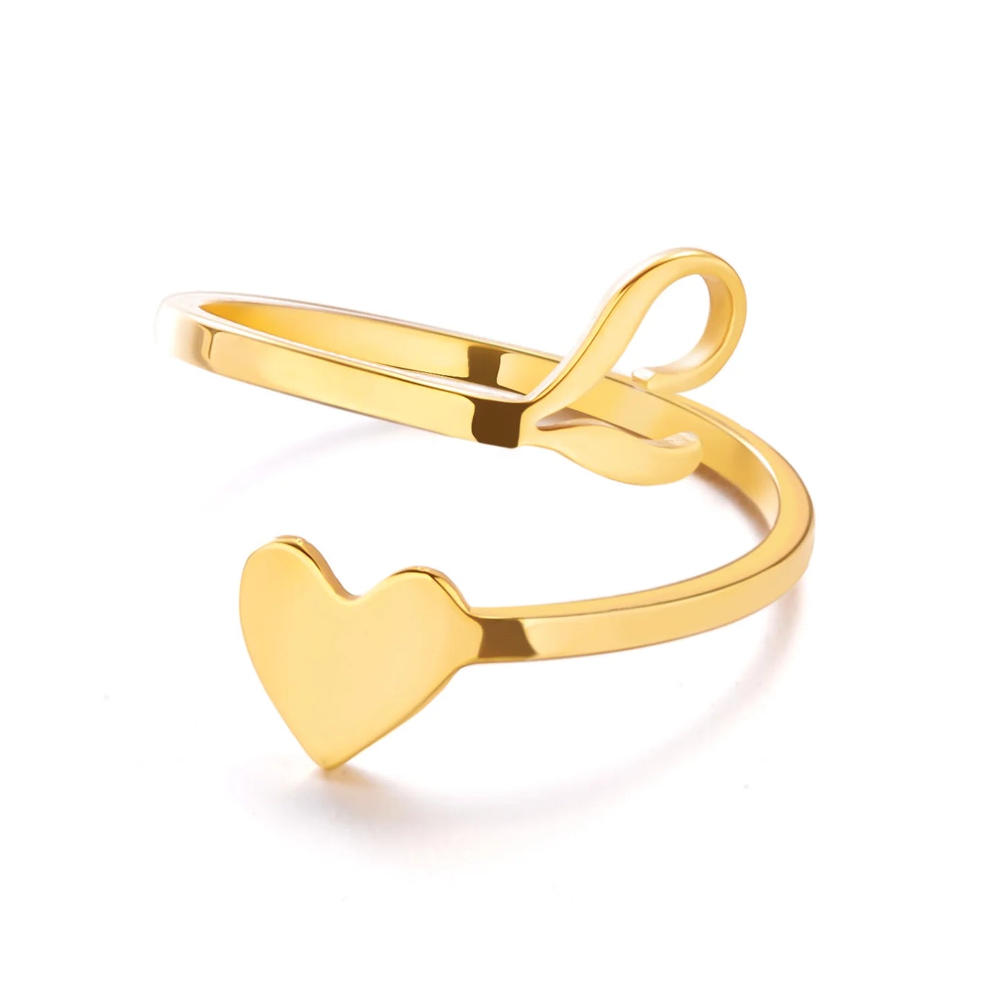 Heart 26 Letter Alphabet Open Ring