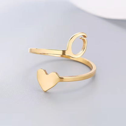 Heart 26 Letter Alphabet Open Ring